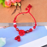 Red Rope Anklets Crystal Beads Flower Anklets