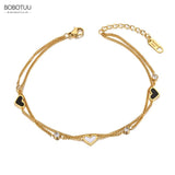 Double Layer Heart Charm Anklet Foot Jewelry