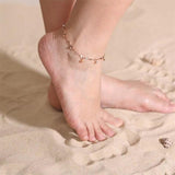Rose Anklet for Women Star Moon CZ Stone Charm Stainless Steel JA19021