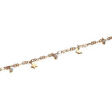 Rose Anklet for Women Star Moon CZ Stone Charm Stainless Steel JA19021