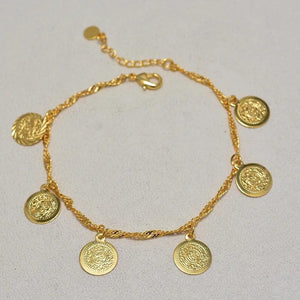 Annayoyo Dubai Arab Vintage Link Chain Anklets For Women Men Baby Ankle Bracelet