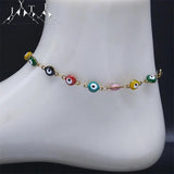 Colorful Eye Beads Anklet Stainless Steel