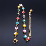 Colorful Eye Beads Anklet Stainless Steel