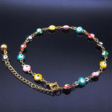 Colorful Eye Beads Anklet Stainless Steel