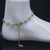 Colorful Eye Beads Anklet Stainless Steel