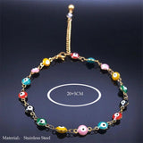 Colorful Eye Beads Anklet Stainless Steel