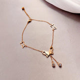 Butterfly Tassels Anklets Stainless Steel Female Foot Bracelets