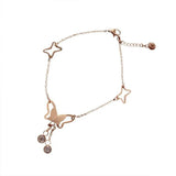 Butterfly Tassels Anklets Stainless Steel Female Foot Bracelets