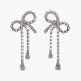 Stonefans Bow Crystal Drop Earrings Rhinestone Tassel Jewelry