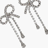 Stonefans Bow Crystal Drop Earrings Rhinestone Tassel Jewelry