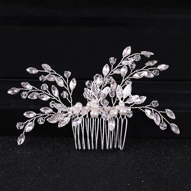 Rhinestones Crystal Pearls Wedding Hair Comb Bridal Headpieces Hair Accessories