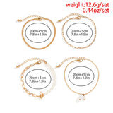 4Pcs/Set Pearls OT Buckle Anklets for Women