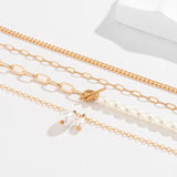 4Pcs/Set Pearls OT Buckle Anklets for Women