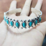 Antique Silver Metal Bracelet with Red Stone, Adjustable Cuff