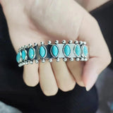 Antique Silver Metal Bracelet with Red Stone, Adjustable Cuff