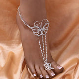 Women's Toe Loop Anklet Simulated Pearl Ankle Bracelet