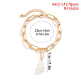 Punk Metal Chain Anklet with Baroque Pearl Pendant