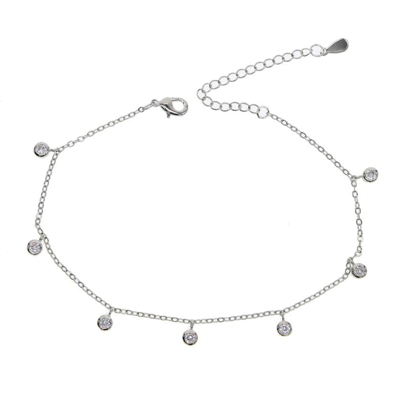 CZ Drop Charm Anklet Beach Jewelry