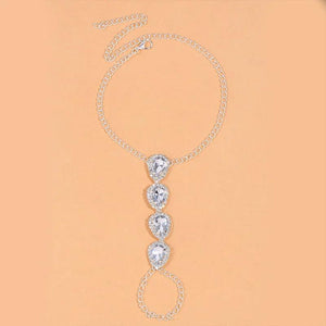 Stonefans Rhinestone Water Drop Anklet Set