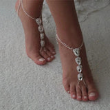 Stonefans Rhinestone Water Drop Anklet Set