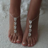 Stonefans Rhinestone Water Drop Anklet Set