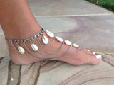 Vintage Carving Coin Silver Plated Anklets for Women