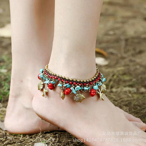 Bohemian Style Turquoise Female Anklet Starfish Beach Vacation