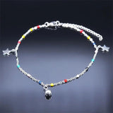 Colorful Bead Star Anklet Stainless Steel Summer Beach Charm Bracelet