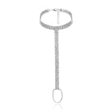 Boho Crystal Anklet Bracelet Rhinestone Foot Chain Toe Ring Barefoot Sandal