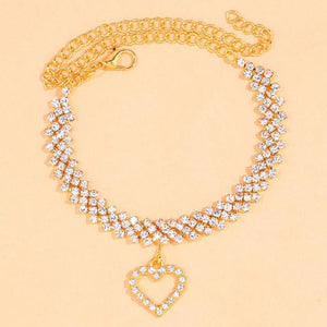Crystal Rhinestone Chain Heart Anklet Bracelet Wedding Party Beach Jewelry
