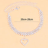 Crystal Rhinestone Chain Heart Anklet Bracelet Wedding Party Beach Jewelry