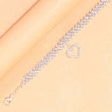 Crystal Rhinestone Chain Heart Anklet Bracelet Wedding Party Beach Jewelry