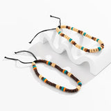 Wooden Bead Table Wax Anklet Set for Men Bohemia Adjustable Bracelet
