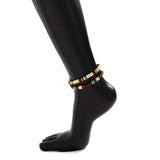 Wooden Bead Table Wax Anklet Set for Men Bohemia Adjustable Bracelet
