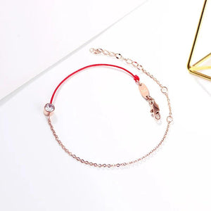 Red Rope Zircon Anklet for Women Stainless Steel Foot Chain Jewelry