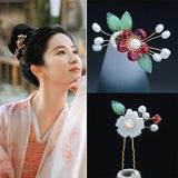 Hanfu Hair Accessories Flower Pearl Tassel Hair Sticks Vintage Wedding Bridal