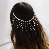 Pearl Headwear Crystal Tassel Hair Ornaments Multi-layer Chain Jewelry
