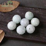 12x12mm Jadeite Round Dragon Carved Beads Necklace 8pcs
