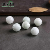 12x12mm Jadeite Round Dragon Carved Beads Necklace 8pcs