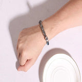 Stainless Steel Chain Leather Bracelet Red