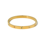 Colorful Crystal Evil Eye Stainless Steel Golden Bangle Bracelet for Women