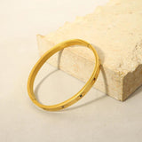 Colorful Crystal Evil Eye Stainless Steel Golden Bangle Bracelet for Women