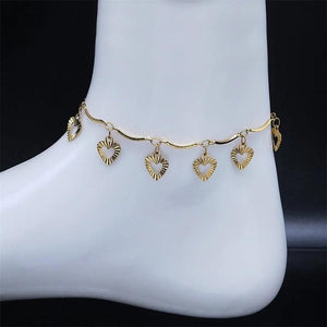 Love Heart Anklet Stainless Steel Summer Beach Charm Anklets Bracelet