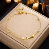 Heart ECG Anklets 316L Stainless Steel Women Girl Leg Chain Non-fading