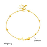 Heart ECG Anklets 316L Stainless Steel Women Girl Leg Chain Non-fading
