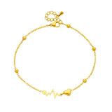 Heart ECG Anklets 316L Stainless Steel Women Girl Leg Chain Non-fading