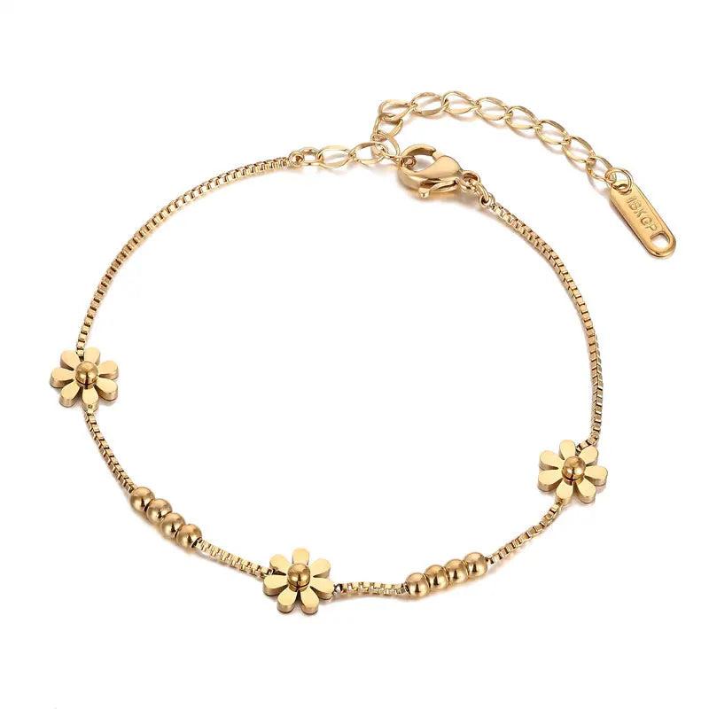 Chrysanthemum Anklet Stainless Steel And Rose Gift