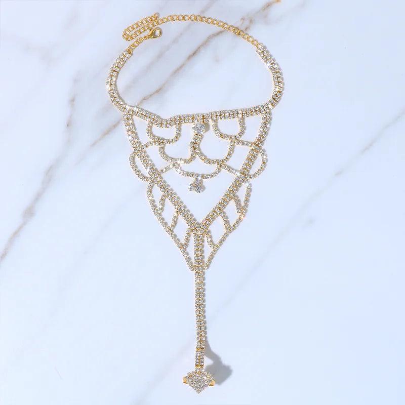 Stonefans Boho Rhinestone Heart Toe Ring Anklet Bracelet