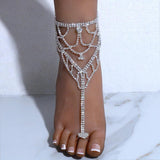 Stonefans Boho Rhinestone Heart Toe Ring Anklet Bracelet