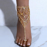 Stonefans Boho Rhinestone Heart Toe Ring Anklet Bracelet